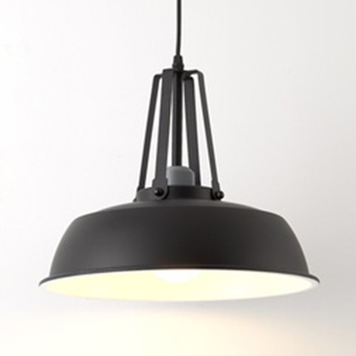 Black/Gray/Green/White Barn Shade Pendant Lamp Nordic Metal 1 Head Hanging Lighting for Restaurant