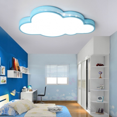 Blue/White Hollow Cloud Ceiling Light Cute Acrylic Blue/White Flush Mount Light with Warm/White Lighting for Bedroom