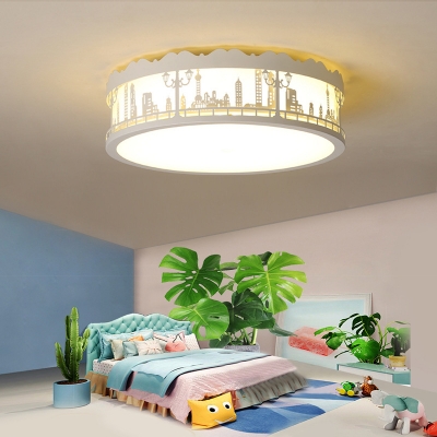 City View LED Flush Mount Light Modern Style Acrylic LED Ceiling Lamp in Warm/White for Child Bedroom