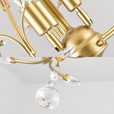 Elegant Style Twig Pendant Light with Crystal Leaf Metal 3 Lights Black/Gold Chandelier for Hotel