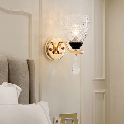 Gold/Chrome Candle Sconce Light with Clear Crystal 1 Bulb Luxurious Metal Wall Lamp for Dining Room