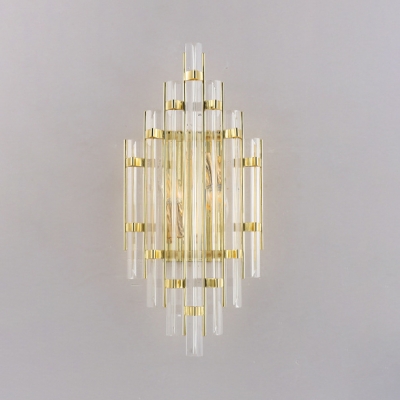 Gold Finish Wall Light Two Heads Modern Stylish Clear Crystal Sconce Lamp for Bedroom Corridor