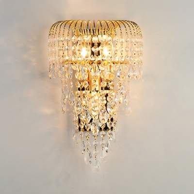 Luxurious Candle Sconce Light Metal Gold Wall Lamp with Crystal Ball for Hotel Restaurant
