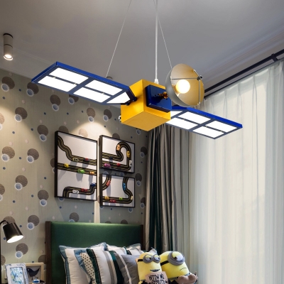 Modern Creative Gilder Pendant Lamp Metal Acrylic Hanging Light in Yellow for Child Bedroom
