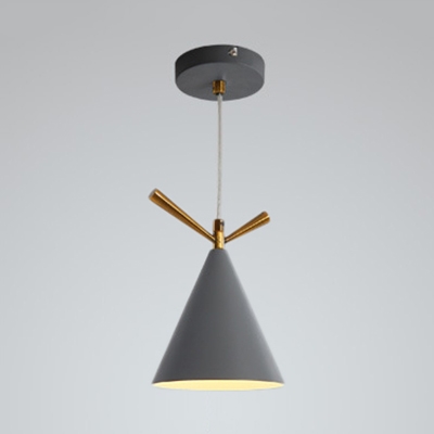 Nordic Stylish Conical Pendant Light One Bulb Metal Suspension Light in Black/Gray/White for Cloth Shop