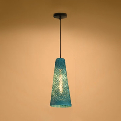Rattan Cone Pendant Light Single Light Modern Hanging Light for Dining Room