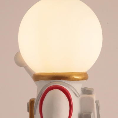 Resin Astronaut Ceiling Pendant Study Room 4 Heads Modern Stylsih Hanging Light in White