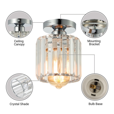 Luxurious Silver and Crystal Semi Flush Ceiling Light Makes Magnificent Impression in Any Elegant Home