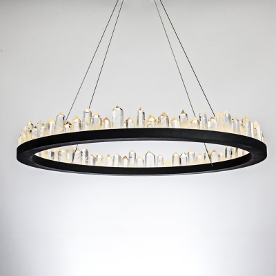 Ultra Modern LED Chandelier in Black/Gold Height Adjustable 4 Sizes for