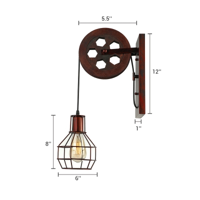 Vintage Extendable Wall Sconce with Globe Shade, Rust