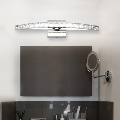 Modernism Crystal Lighting Fixture Stainless Vanity Light in Warm/White for Mirror
