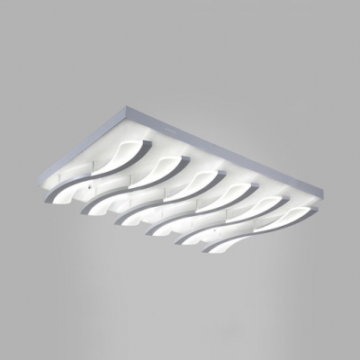 Wave LED Semi Flush Mount Light Minimalist Modern Acrylic Shade Ceiling Lamp in White