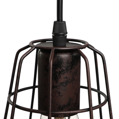 Industrial Wall Sconce with Hanging Cord and Metal Cage, Black