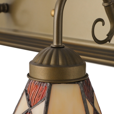 Beige Cone Shade Stained Glass Tiffany 3-light Bathroom Lighting