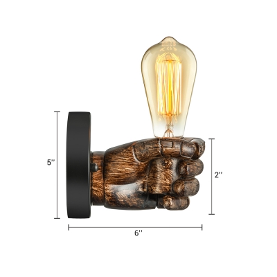 Industrial Wall Sconce Left Hand Shaped, Bar Coffee Indoor Style, 1 Light