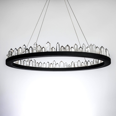 Ultra Modern LED Chandelier in Black/Gold Height Adjustable 4 Sizes for