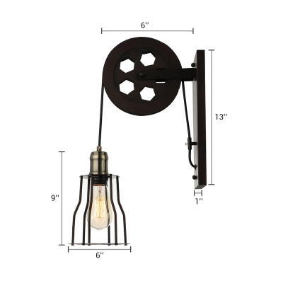 Vintage Wall Sconce with Extendable Arm, Black