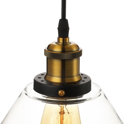 Industrial Pendant Light with 12.6''W Diamond Shape Shade, Clear