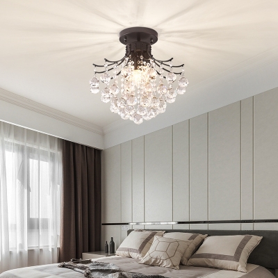 Black Crystal Ball Shaded Ceiling Lights Contemporary Iron 1 Light Ceiling Light Fixtures for Bedroom