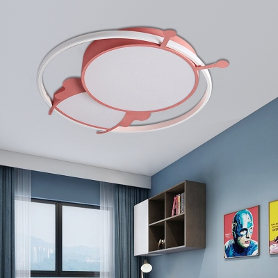 Cartoon Ant Flush Mount Light with Ring Acrylic Led Flush Lighting for Kids Bedroom