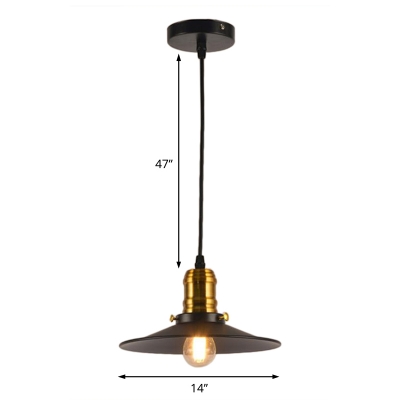 Loft Cone Shade Pendant Light Fixtures Metal 1 Bulb Hanging Pendant Lights in Black