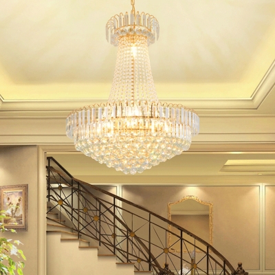 Modern Crystal Pendant Chandelier Crystal Ball Hanging Light Fixtures in Gold for Villa