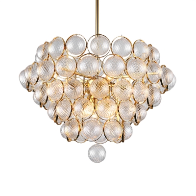 Modern Round Hanging Pendant Light with Glass Ball Multi Light Gold Chandelier Lamp for Living Room