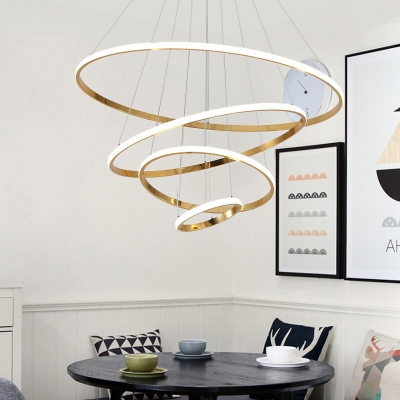 Modernism Circle Chandelier Lamp Contemporary Integrated Led Ceiling Pendant in Chrome/Gold