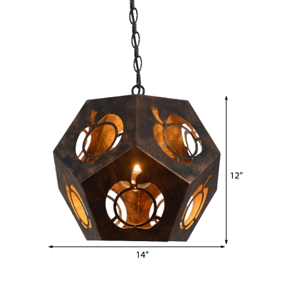 Unique Hollow Pendant Lamps Retro Style Metal 1 Head Pendant Light Fixtures for Restaurant