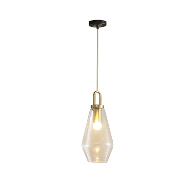 1 Light Mini Pendant Light Mid Century Modern Gold Ceiling Light with Clear Glass Shade