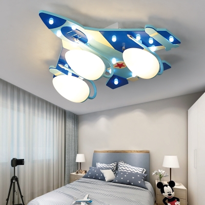 Airplane Ceiling Flush Light Modern Wood Led Ceiling Light for Play Room
