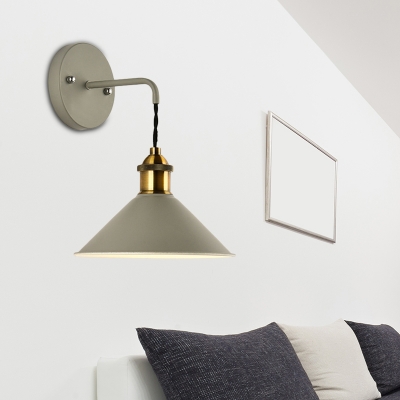 Antique Brass Cone Sconce Lamp Loft Industrial Metal 1-Light Sconce Light for Bedside