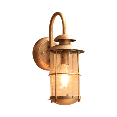 Arched Sconce Light Fixtures Traditional Glass and Metal 1 Head Sconce Fixture for Balcony
