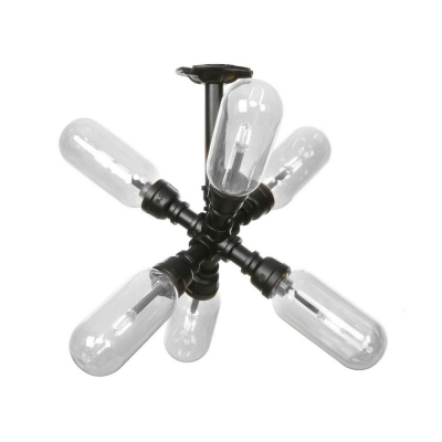 Black Ceiling Light Fixtur Industrial Iron and Glass Sputnik Close to Ceiling Lighting for Bedroom