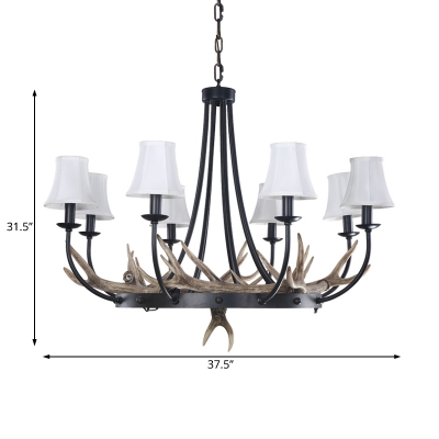 Cone Pendant Lighting with Resin Antler and Hanging Chain Multi Light Indoor Chandelier Light