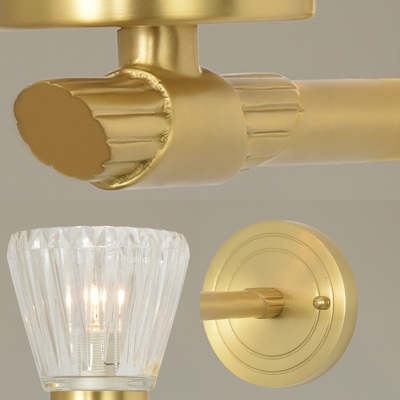 Crystal Glass Shade Wall Lamps Modern Metal 1 Light Wall Light Fixture in Brass for Corridor