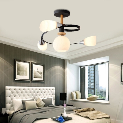 Curve Bedroom Semi Flush Ceiling Light Metal 4 6 Light Modern