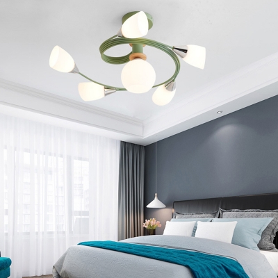 Curve Bedroom Semi Flush Ceiling Light Metal 4/6 Light Modern Flush mount Light in Multicoloured