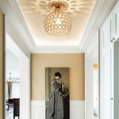 Gold Global Ceiling Lights Modern Metal and Crystal 1 Head Lighting Fixture for Corridor Hallway