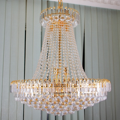 Modern Crystal Pendant Chandelier Crystal Ball Hanging Light Fixtures in Gold for Villa