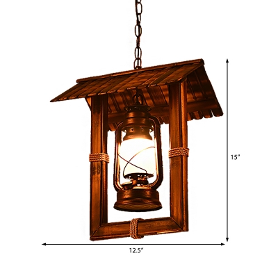 Square Ceiling Pendant Lights Nautical Glass and Iron 1 Head Hanging Pendant Lights for Restaurant