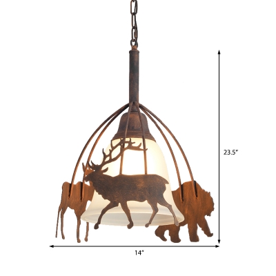Unique Animal Pendant Light Fixtures Modern Iron and Glass 1 Head Bell Hanging Ceiling Light for Indoor