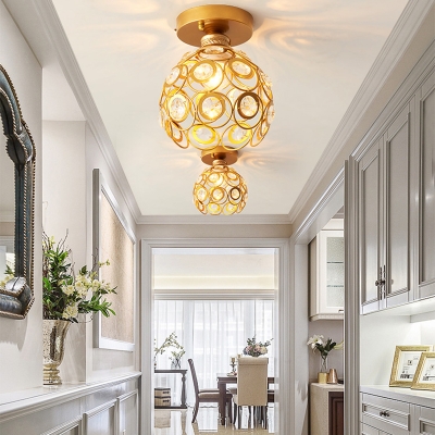 Unique Crystal Ceiling Fixture Modern Gold Sphere Ceiling Light Fixture for Corridor Foyer