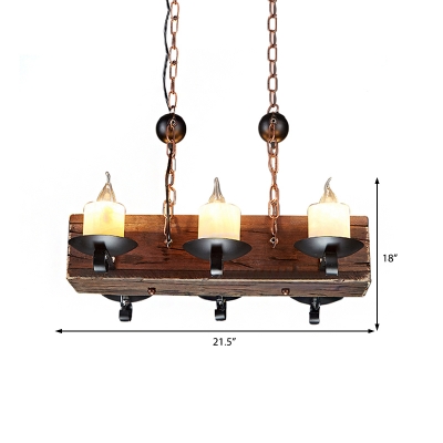 Candle Island Light Rustic Iron and Wood Island Chandelier in Black for Kitchen Island