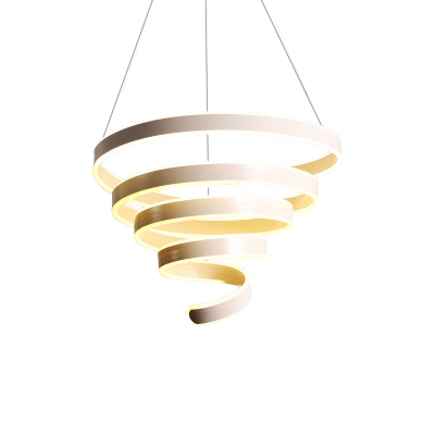 Contemporary Spiral Pendant Lamp Metal Integrated Led White Ceiling Pendant for Home