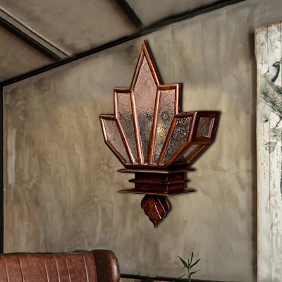 Lotus Wall Mounted Light Rustic Teak and Wax 1 Light Unique Wall Sconce Lighting for Indoor