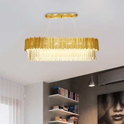 Metal and Crystal Hanging Lights Modern Unique Ceiling Light Fixture for Dining Room