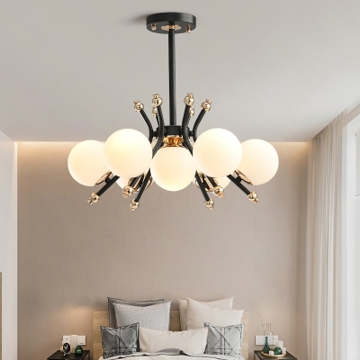 Modern Orb Ceiling Pendant Light Opal Glass 4/7 Light Chandelier Lamp for Bedroom
