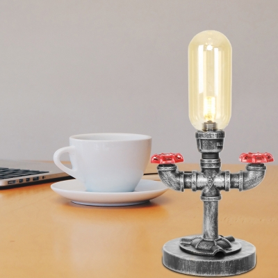 1/3 Light Plug in Desk Lamp Retro Industrial Metal and Clear Glass Accent Table Lamp for Study