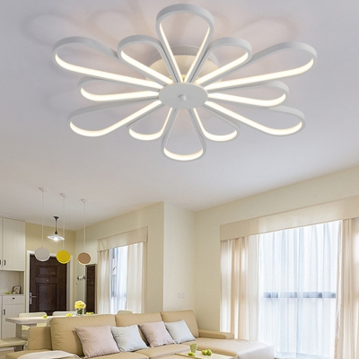 Acrylic Flower Flush Light Modern Ceiling Light Fixture in White for Living Room